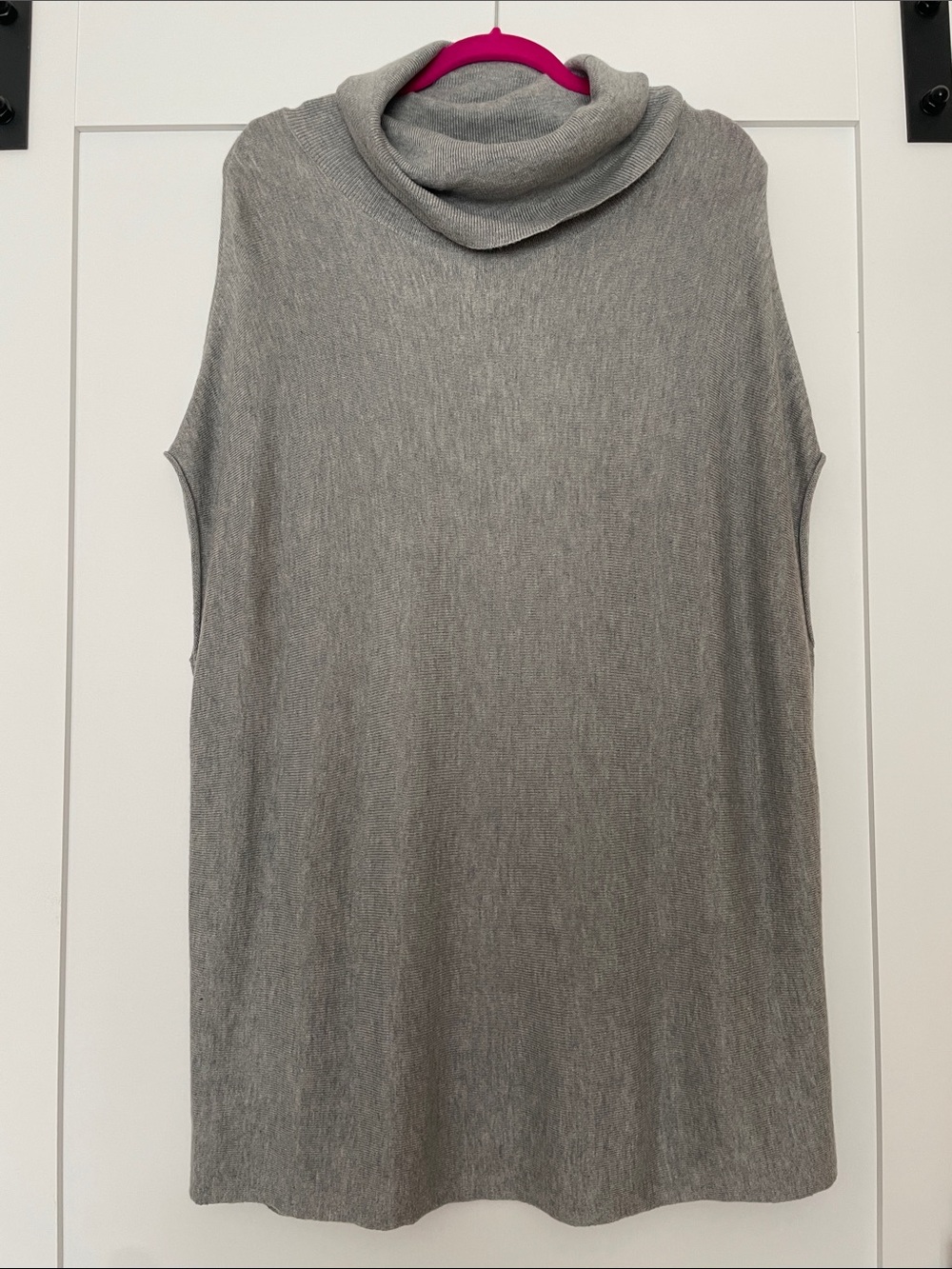 Joan Vass Light Gray Cowl Neck Sleeveless Tunic